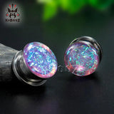 Steel Ear Tunnel Plug Piercing Ring Body Jewelry Expander Gauges Earring 2PCS