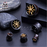 Ebony Wood Hexagram Ear Plugs Gauges 8-25mm