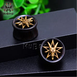 Ebony Wood Hexagram Ear Plugs Gauges 8-25mm
