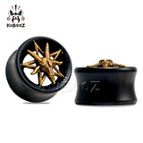Ebony Wood Hexagram Ear Plugs Gauges 8-25mm