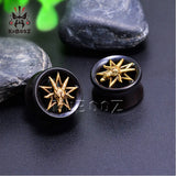 Ebony Wood Hexagram Ear Plugs Gauges 8-25mm