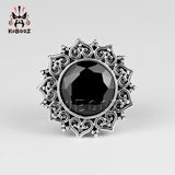 Vintage Flower Ear Plugs Stainless Steel Zircon Body Piercing Jewelry