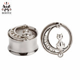 Stainless Steel Cat Ear Piercing Plugs Gauges Body Jewelry 8-16mm