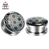 Geometry Texture Logo Ear Expanders Tunnels Earring Gagues Stainless Steel Pierc