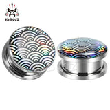Geometry Texture Logo Ear Expanders Tunnels Earring Gagues Stainless Steel Pierc