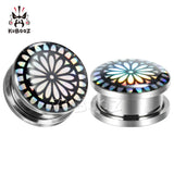 Geometry Texture Logo Ear Expanders Tunnels Earring Gagues Stainless Steel Pierc