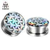 Geometry Texture Logo Ear Expanders Tunnels Earring Gagues Stainless Steel Pierc
