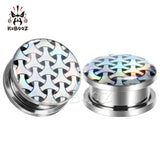 Geometry Texture Logo Ear Expanders Tunnels Earring Gagues Stainless Steel Pierc