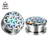 Geometry Texture Logo Ear Expanders Tunnels Earring Gagues Stainless Steel Pierc