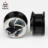 Monochrome Bird Acrylic Ear Plugs Tunnels Piercing Body Jewelry Earring Gauges 6