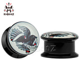 Monochrome Bird Acrylic Ear Plugs Tunnels Piercing Body Jewelry Earring Gauges 6