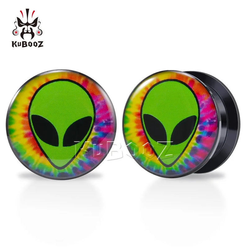 Acrylic Green Alien Ear Plugs Piercing Tunnels Earring Gauges