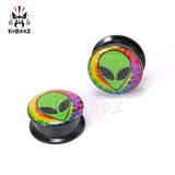 Acrylic Green Alien Ear Plugs Piercing Tunnels Earring Gauges