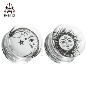 Sun Moon Acrylic Ear Plugs Tunnels Piercing Body Jewelry Earrings 8-30mm