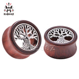 Skull Life Tree Wood Ear Tunnels Body Piercing Earring Plugs Gauges 2PCS