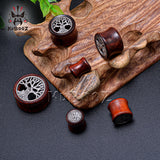 Skull Life Tree Wood Ear Tunnels Body Piercing Earring Plugs Gauges 2PCS