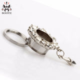 Stainless Steel Flower Crystal Pendant Ear Tunnels Gauges