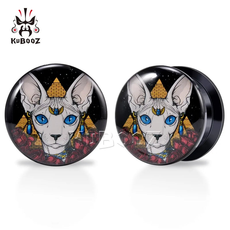 Acrylic Hand Painted Mouse Ear Tunnels Plugs Gauges 6-30mm 2PCS