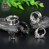 Stainless Steel Zircon Ear Plugs Tunnels 8-25mm
