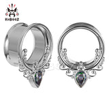 Stainless Steel Zircon Ear Plugs Tunnels 8-25mm