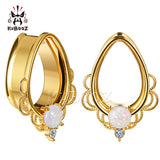 Water Drop Flower Stainless Steel Ear Plug And Tunnels Gauges Piercing