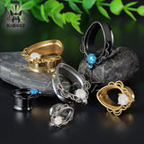 Water Drop Flower Stainless Steel Ear Plug And Tunnels Gauges Piercing