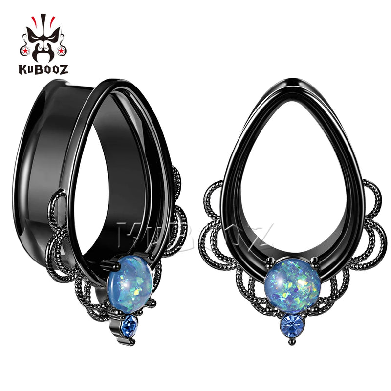 Water Drop Flower Stainless Steel Ear Plug And Tunnels Gauges Piercing