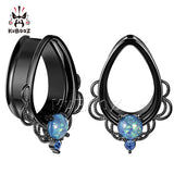 Water Drop Flower Stainless Steel Ear Plug And Tunnels Gauges Piercing