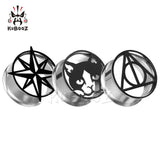 KUBOOZ Logo Ear Plugs Black Tunnels Earring Gauges