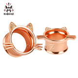 Stainless Steel Cat Ear Tunnels Piercing Jewelry Earring Plugs 6-25mm