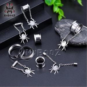 Stainless Steel Magnet Chain Spider Ear Gauges Piercing Tunnels