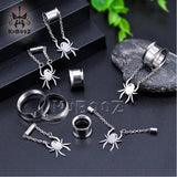 Stainless Steel Magnet Chain Spider Ear Gauges Piercing Tunnels