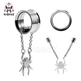 Stainless Steel Magnet Chain Spider Ear Gauges Piercing Tunnels