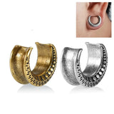 Retro Copper Ear Gauges Plugs Tunnels Piercing Expander Stretchers Earrings 2PCS