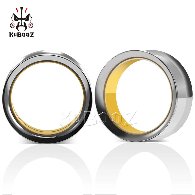Stainless Steel Double Ear Piercing Plugs Tunnels Gauges Earring 2P