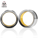 Stainless Steel Double Ear Piercing Plugs Tunnels Gauges Earring 2P