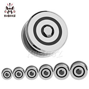 Stainless Steel Zircon Stone Ear Plugs Pair Gauges