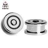 Stainless Steel Zircon Stone Ear Plugs Pair Gauges