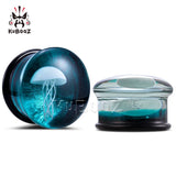 Glass Jellyfish Ear Expander Plugs Gauges Tunnels Piercing Earrings 2PCS