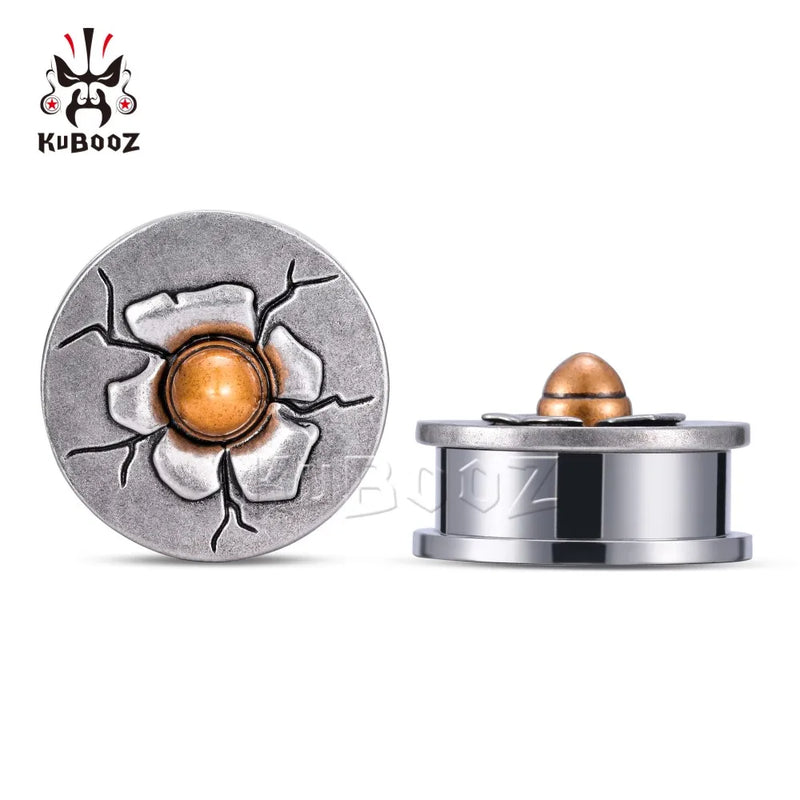 Stainless Steel Bullet Ear Expanders Tunnels Plugs 2PCS