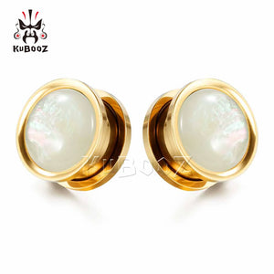 Stainless Steel Opal Earring Ear Piercing Expanders Plugs Stretchers