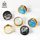 Stainless Steel Opal Earring Ear Piercing Expanders Plugs Stretchers