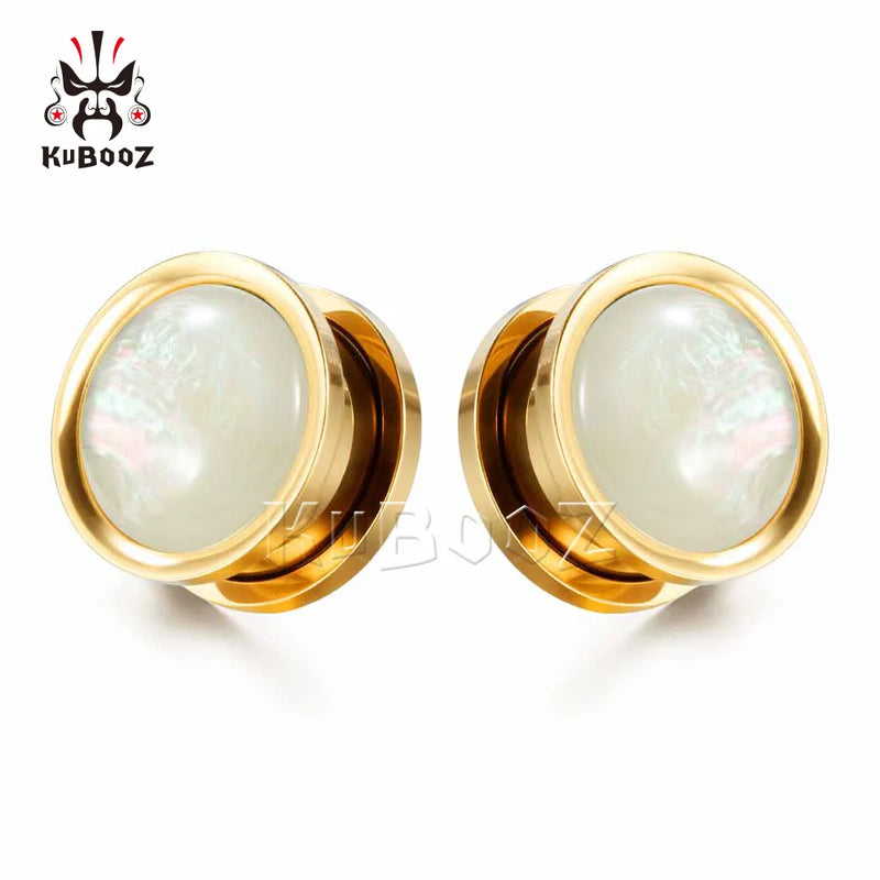 Stainless Steel Opal Earring Ear Piercing Expanders Plugs Stretchers