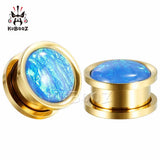 Stainless Steel Opal Earring Ear Piercing Expanders Plugs Stretchers