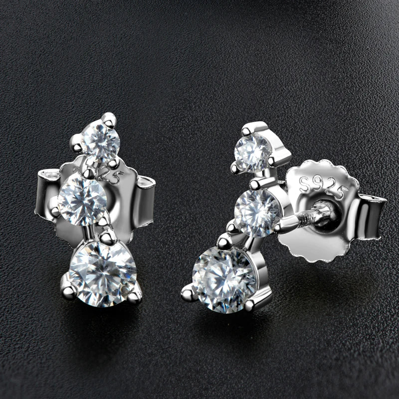 0.29cttw D VVS1 Moissanite Stud Earrings 925 Sterling Silver Big Dipper Earrings