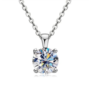 1.0 Carat Round Moissanite Pendant Necklace 18K Plated 925 Silver