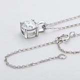 1.0 Carat Round Moissanite Pendant Necklace 18K Plated 925 Silver