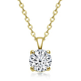 1.0 Carat Round Moissanite Pendant Necklace 18K Plated 925 Silver