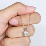 1.0 Carat Round Moissanite Pendant Necklace 18K Plated 925 Silver