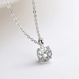 1.0 Carat Round Moissanite Pendant Necklace 18K Plated 925 Silver